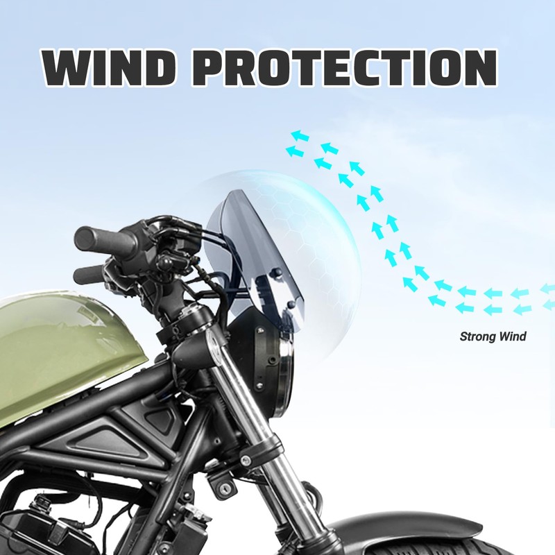 Motorcycle Windshield Deflector with Bracket Windscreen Fit for Rebel 500
