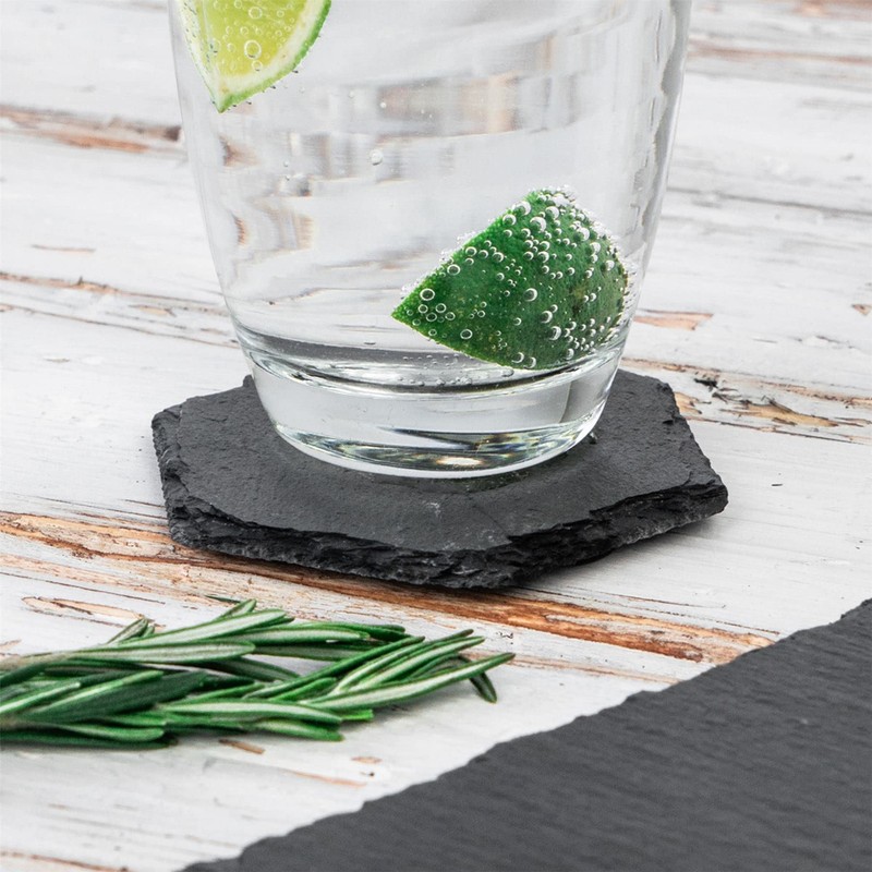 Argon Tableware Hexagon Slate Drinks Coasters - Rustic Home Bar