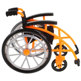TOYANDONA 1 Set Doll Wheelchair and Crutch Play Set Orange Foldable Mini Wheelchair Model Miniature Wheelchair Crutch Ornaments for Children for Role Play