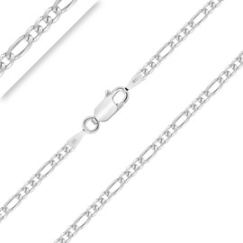 Planetys - Figarokette (1+3) 925 Sterling Silber Rhodiniert Kette - 2.5 mm Breite Längen: 50 cm