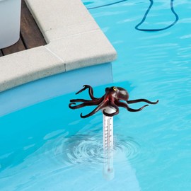 Pool Thermometers Floating,Waterproof Swimming Pool Thermometers - Octopus Shape Large Display Gauge for Water Aquarium Hot Tubs Outdoor Swimming