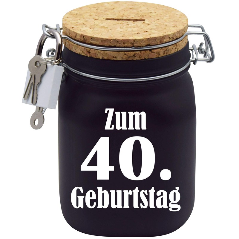 40th Birthday Money Box Gift Idea Black L