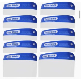 Mask Pro 10-Pack Safety Full Face Shield Reusable FaceShield Clear Washable - Thin Foam