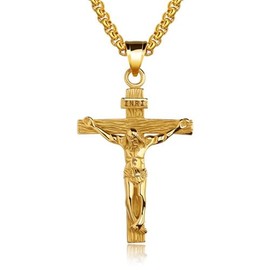 ALRNBY Cross Necklace for Women Men Trendy Gold/Silver Layered Cross Pendant Necklace Cross with Crown Jesus Rosary Necklace Christian Gift Sparkly Black Rhinestone Jewelry Gift