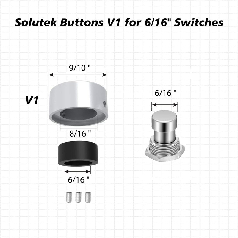 SOLUTEK Solutek Buttons Guitar Pedal Footswitch Toppers Caps - Aluminium