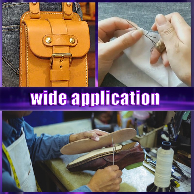Swpeet 19 pieces portable canvas leather sewing awl needle kit
