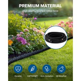 DEWENWILS Soaker Hose 50FT for Garden Beds, 5/8 Inch Round Drip Hose with Pressure Regulator, Flexible Leakproof, Save 75% Water, Irrigation Hose for Vegetable, Fruit Beds, Shrubs, Lawn, Yard