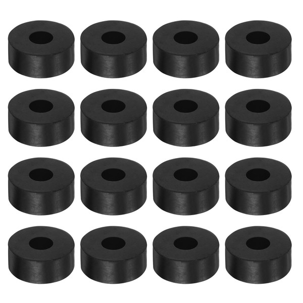 sourcing map 16pcs Rubber Spacer 1 Inch OD 0.3 Inch ID 0.4 Inch Thick Neoprene Round Anti Vibration Isolation Pads Isolator Rubber Washers Bushings for Home Cars Boat Accessories, Black