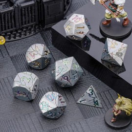 Metal Dice DND Metal Dice Set Sharp Edge Dice, Polyhedral Dice Set for RPG D&D Dice with Gift Box Dungeons and Dragons Dice Set