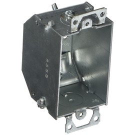 3 in. x 2 in. Switch Box, Gangable, 2-1/4 in. Deep, One 1/2 in. KO & NMSC Clamps, Plaster Ears