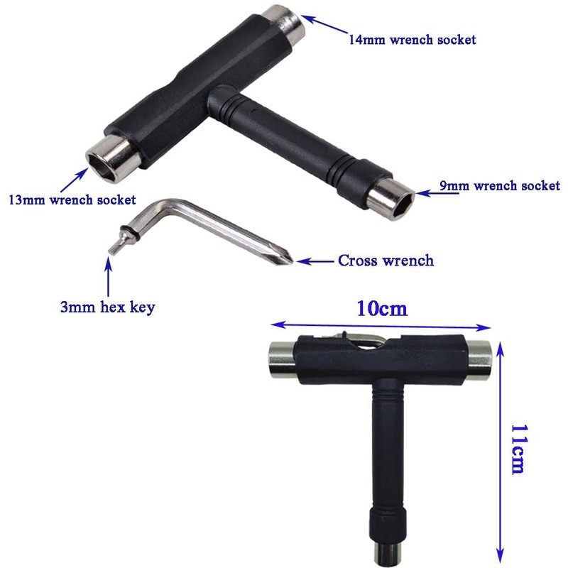 GCAMX Portable Skateboard T-Tool with Phillips & Hex Wrenches -
