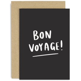 Old English Co. Bon Voyage Card - Fun Leaving Card for Him or Her - Farwell Card for Friends, Family, Colleagues, Coworkers - Good Luck on New Adventure | Blank Inside with Envelope