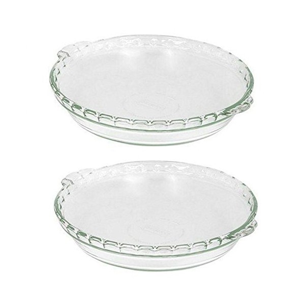 Pyrex Bundle - 2 Items: Bakeware 9-1/2-Inch Scalloped Clear Glass Pie Plates