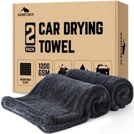 3 Pack Car Drying Towel – 2-Pack 600GSM Microfiber Towels (36"x24") + 1 Chamois Cloth (12"x12") – Ultra Absorbent, Streak-Free, Scratch-Free Auto Detailing Towels for Cars, Trucks & SUVs