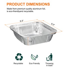 sourcing map 30pcs Aluminum Foil Pie Pans 4.7" Square Disposable Non-Stick Baking Pans for Pies Quiches Tarts Baking Cooking Reheating Parties, Silver