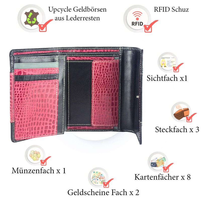 Sunsa Purses 81696 Women's Wallet Leather Wallet with RFID Protection