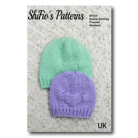 Knitting Pattern for Baby Hat, Heart Design, Sizes Included are Preemie and New-Born Baby Hat, Heart Design, Baby Hat Knitting Pattern, Baby Double Knitting, KP434