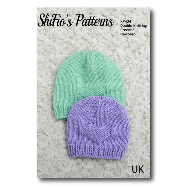 Knitting Pattern for Baby Hat, Heart Design, Sizes Included are