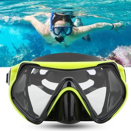 Caredy Visores para Snorkel, Silicona Adultos Gafas De Snorkel Vidrio Templado Vista Amplia Gafas De NatacióN Equipo De Buceo Gafas De Buceo Gafas De Piscina(Amarillo Negro)