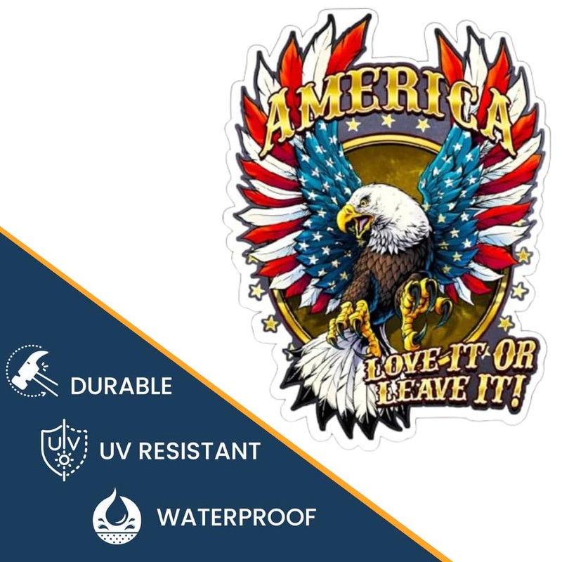 Generic Eagle and Flag Vinyl Decal Size 5.9 x 4.3