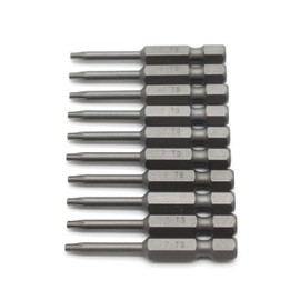 TEMO 10 Pieces T9 Torx Star Head Screwdriver Bit Set, S2 Steel 9 Point T-9 Reduced Round Shaft Screwdriver Insert Bits Hex Shank