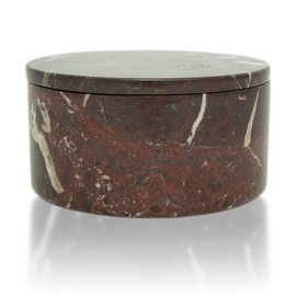 Circular Marble Sympathy Gift for a Loved One - Extra Small - Holds Up to 21 Cubic Inches of Ashes - Red Memorial Keepsake Box