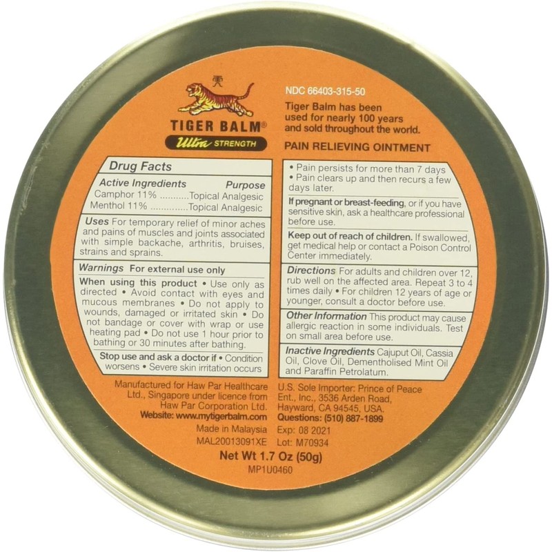 Tiger Balm Ultra Strength, 50 GM, 1.70 Oz by Tiger