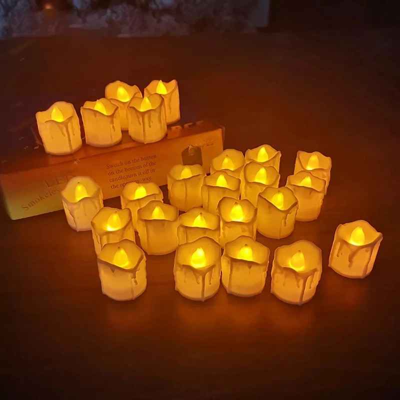 Lecute 24 Velas Led Parpadeantes Amarillas Decoracion Fiesta Boda