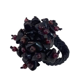 Pandecor Comarco Sa Natural Stone Acrylic Obsidian Garnet Stretch Ring, Acrylic, Obsidian Garnet