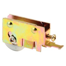 Prime-Line N 6965 Steel Mirror Sliding Door Roller Assembly with 1-1/4 inch Nylon Ball Bearing Wheel, Golden, Set of 1
