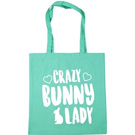 Hippowarehouse Crazy bunny lady Tote Shopping Gym Beach Bag 42cm x38cm, 10 litres