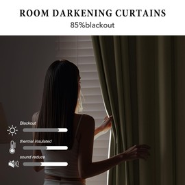 RYB HOME Blackout Room Divider Curtains with Flexible Track Ceiling&Wall Mount, Thermal Insulated Extra Wide Long Track Curtains with Hooks for Living Room, W100 x L84 inch Long, 1 Panel, Beige