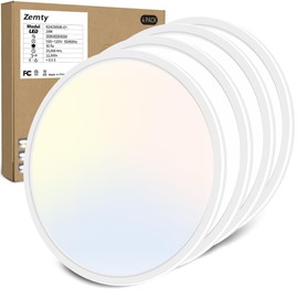 zemty 4Pack 12 Inch LED Ceiling Light Flush Mount, 28W 3200lm Super Slim Flush Mount Ceiling Light Fixtures, 3000K/4500K/6000K Selectable Ceiling Lamp for Bedroom Bathroom Kitchen Living Room (White)