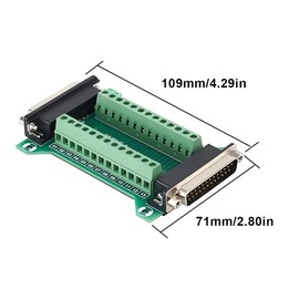 Willwewon 2PCS DB25 Male Female Connector in a Breakout Board, DB25 Solderless RS232 D-SUB Serial to 25-Pin Port Terminal Adapter Module