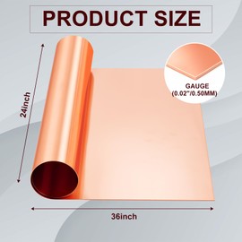 MorningRo 24"x36" 99.9% Pure Copper Sheet 24 Gauge 0.5mm Thickness Copper Plate for DIY Electroplating Crafting Jewelry Repairs Electrical Industrial Art