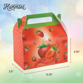 Hammont Berry First Birthday Strawberry Favors - 10 Pack Easy Assemble Treat Box Party Decorations Cookie for Gift Giving, Baby Girl Shower Favor 6.25x3.75x3.5 Inches