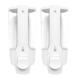 Bekasa Soap Dispenser 350ml Wall Mounted Manual Soap Dispenser Shampoo Lotion Shower Dispenser for Home Bathroom Kitchen Hotels Restaurants (2 Pack, White)