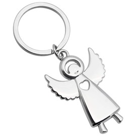 CYUaoao 2Pcs Angel Keyring with Heart Zinc Alloy Couple Keyring Guardian Angel Backpack Pendant for Women Girls Birthday Angel Keychains Christmas Gifts for Girlfriends Silver
