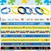 JUNEBRUSHS 120pcs Autism Awareness Silicone Bracelets Puzzle Pieces Ribbons Pattern