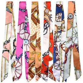 6 Pack Scarf Bags for Women Handbag Scarfs Long Neckerchief Fashion Headdress Handle Wrap Ribbon Scarf