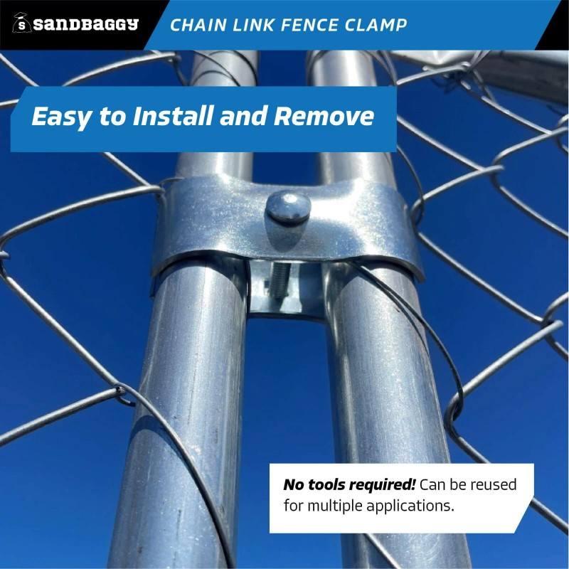 Sandbaggy 1-3/8" Galvanized Chain Link Fence Connector Brackets (w/ Nut