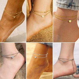 PROSTEEL Initial Charm Anklets Women Gold Plated Letter A Ankle Bracelets for Women