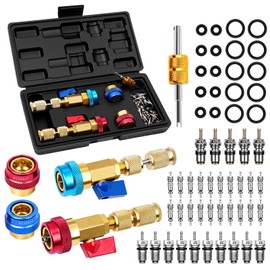 DikTalk AC Schrader Valve Core Removal Tool,60pcs Air Condition Schrader Valve Remover Installer Tool Kit with O-Ring Rubber Seal for R134A, R1234YF R22,High Low Pressure Repair Tools