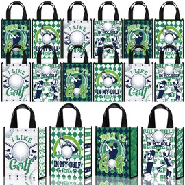Estune 24 Pcs Sports Party Favor Bags Football Softball Baseball Golf Non Woven Gift Bags Treat Bags (Golf)