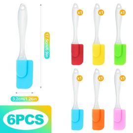 KornaDoz 6 Piece Mini Silicone Spatula Set, Heat-Resistant & Non-Stick Small Kitchen Gadgets for Baking, Cooking, Mixing, Perfect for Scraping Jars and Containers - Multi-Color