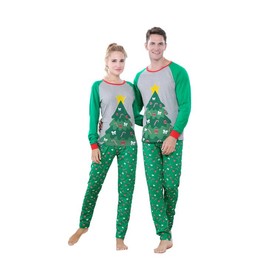 Benaive Matching Family Christmas Pajamas Set Boys Girls Holiday xmas Pjs for Family Toddlers Kids Children Sleepwear Cotton Womens Mens Pyjamas Jammies (Green & Grey, Christmas Tree, Men-Medium)