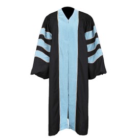 Newrara Unisex Deluxe Doctoral Graduation Gown,Doctoral Regalia Gown With Gold Piping (Sky Blue, 45)
