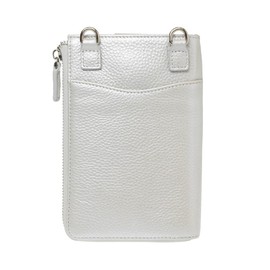 Balcos Women's One Size All Ways Leather Pochette, Silver