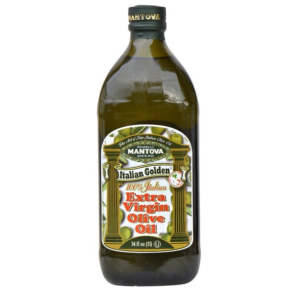 Mantova Golden Italian Extra Virgin Olive Oil, 34-Ounce Bottle - Healthy EVOO - Perfect for Salads and Dressings