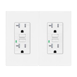 GFCI Outlet 20 Amp,Greencycle 2PK Electrical GFCI Outlet with LED Indicator,Weather Resistant,Residential & Commercial Grade,Outdoor or Indoor Use,Wall Plate,White,ETL Listed,White